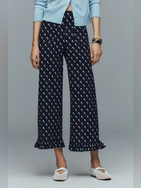 NWT Anthropologie Women's 24P The Colette Cropped High-Rise Wide-Leg Trousers - Picture 2 of 9